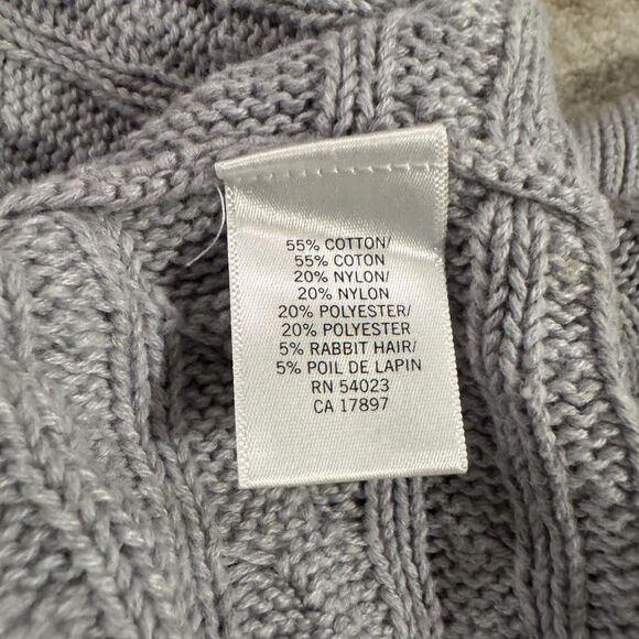 Banana Republic Cable Knit Sweater Small Light Gray Crewneck - Picture 4 of 6